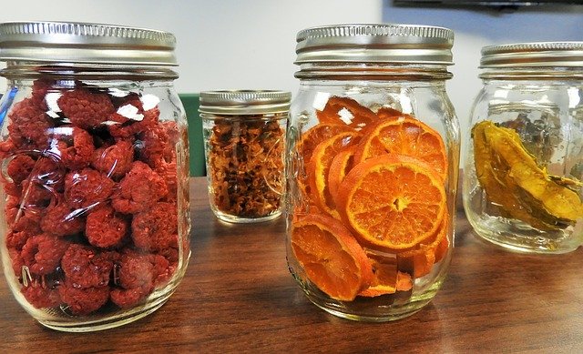 Dried fruits in mason jars