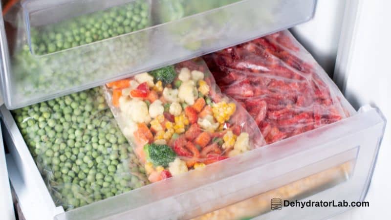 Bags of Frozen Veggies in the Freezer