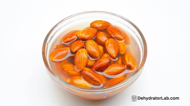 Soaking nuts (almonds) in glass bowl