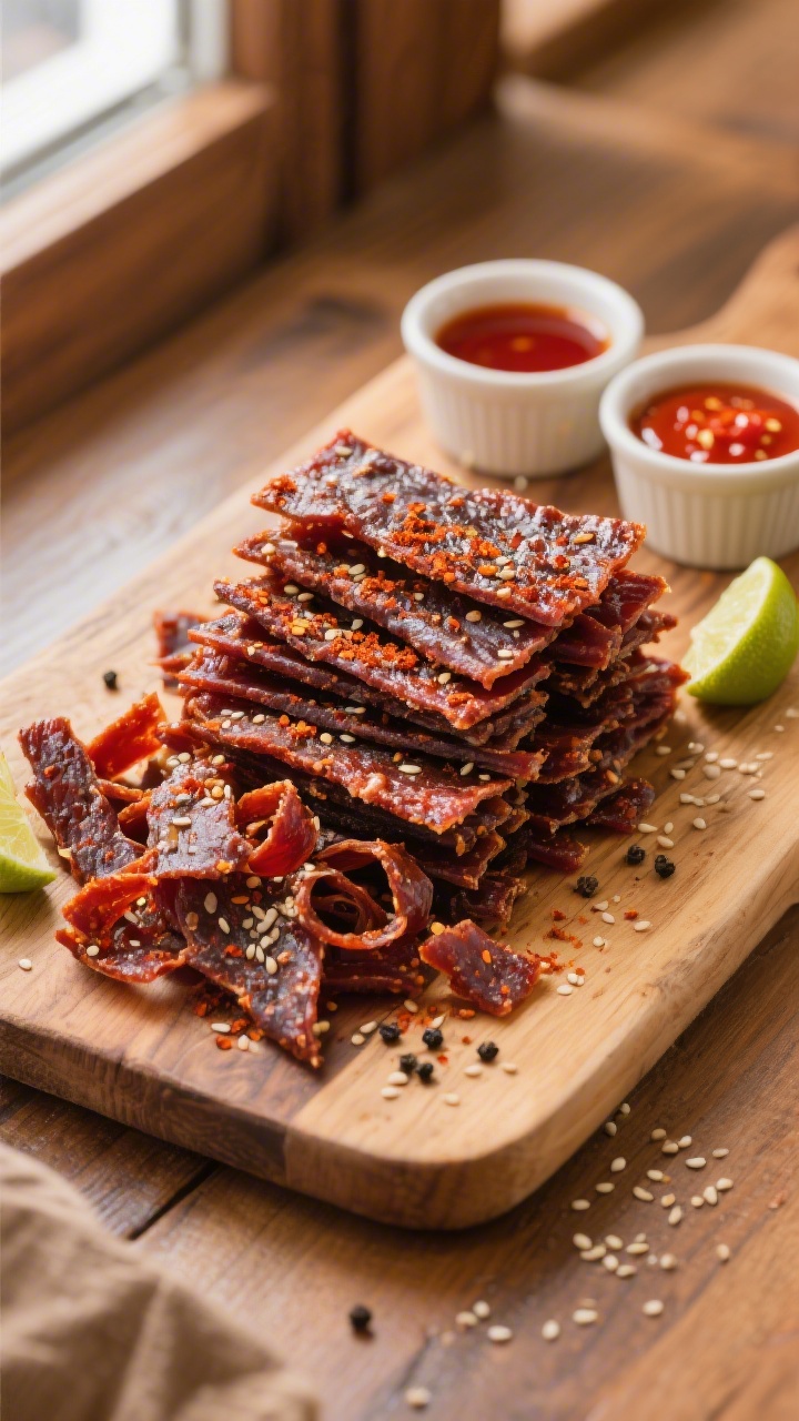 Tasty top view final presentation: Overhead shot of a rustic board piled with finished Sweet Heat Be