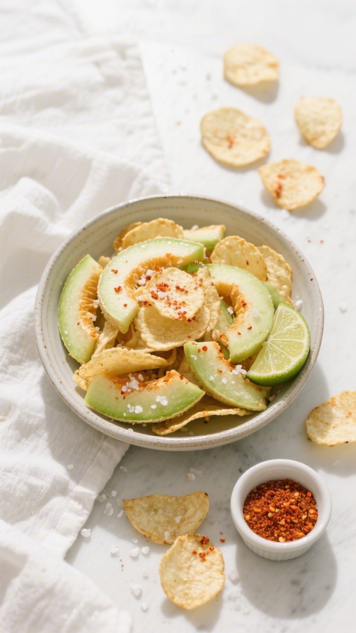 Final dish top view: Overhead shot of a beautiful serving bowl filled with perfectly crisp Air Fryer
