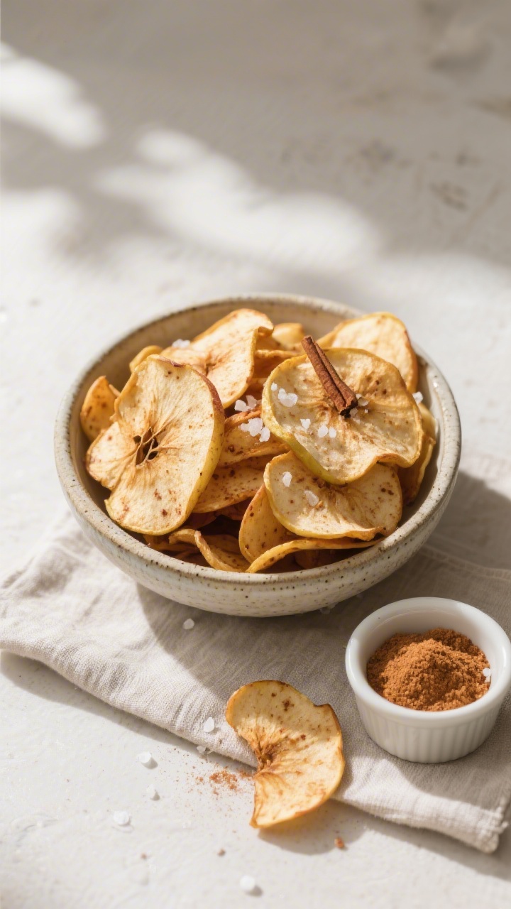 Tasty top view final presentation: Overhead shot of a rustic ceramic bowl heaped with ultra-crisp sp