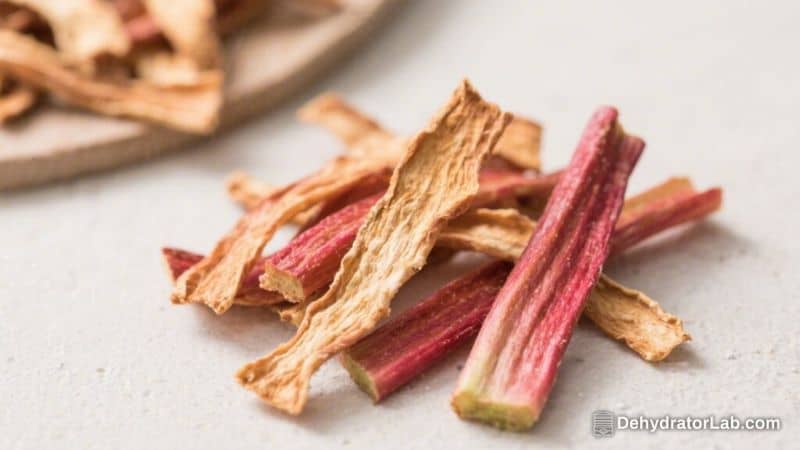 Dehydrated Rhubarb Strips – Tangy, Chewy, and Naturally Sweet