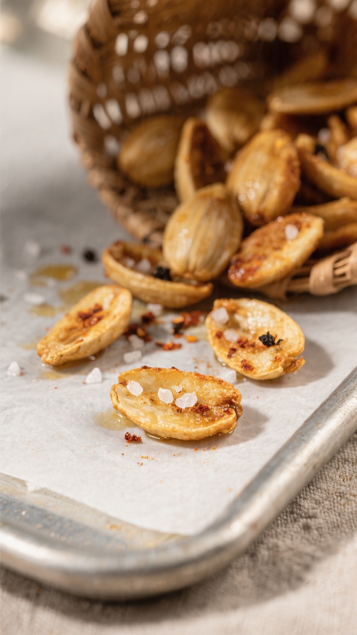 Close-up detail: Air-fried shelled sunflower seeds just out of the basket, light golden-brown with a