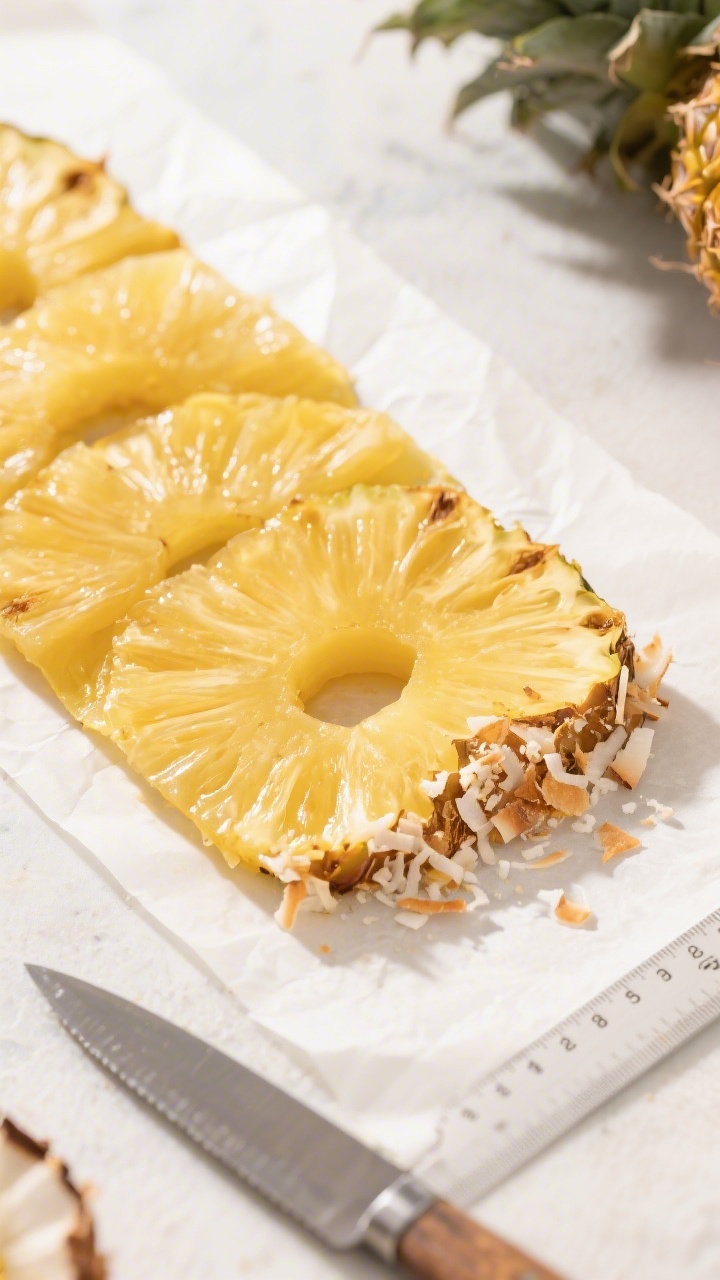 Tasty top view: Overhead shot of a finished, fully dried pineapple coconut fruit leather sheet just