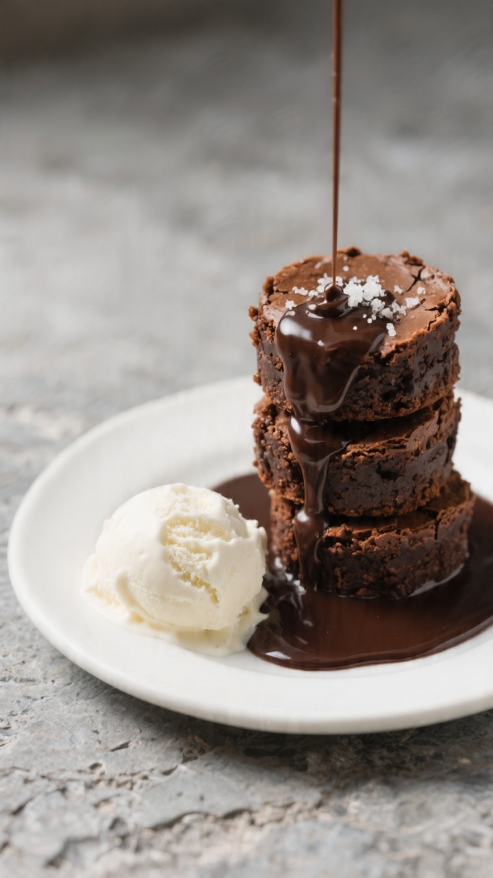 Final dish presentation: Beautifully plated Air Fryer Brownie Bites on a small white ceramic plate,