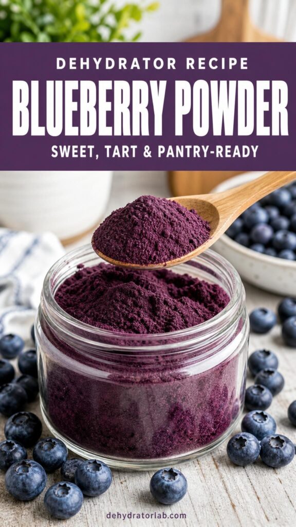 Vertical pin for dehydrated blueberry powder recipe