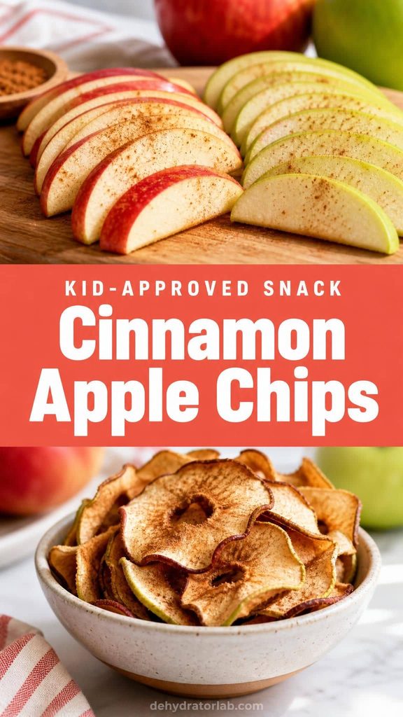 cinnamon apple chips made in a food dehydrator