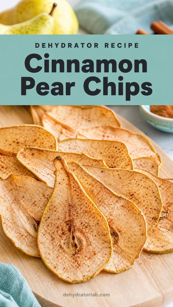cinnamon pear chips made in a food dehydrator