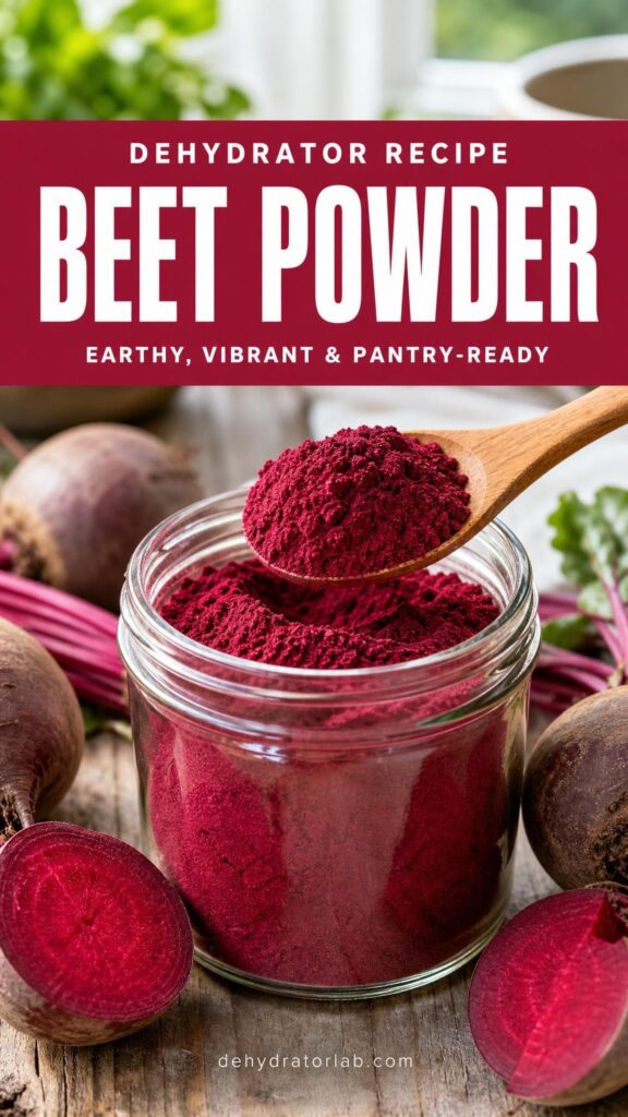 Vertical pin for dehydrated beet powder recipe