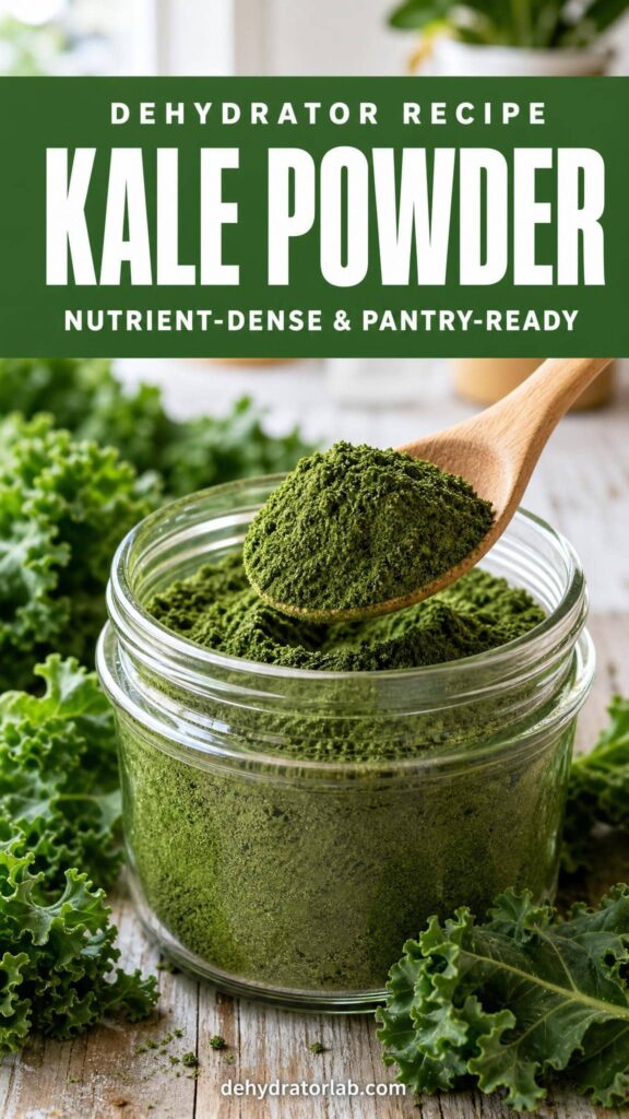 Vertical pin for dehydrated kale powder recipe