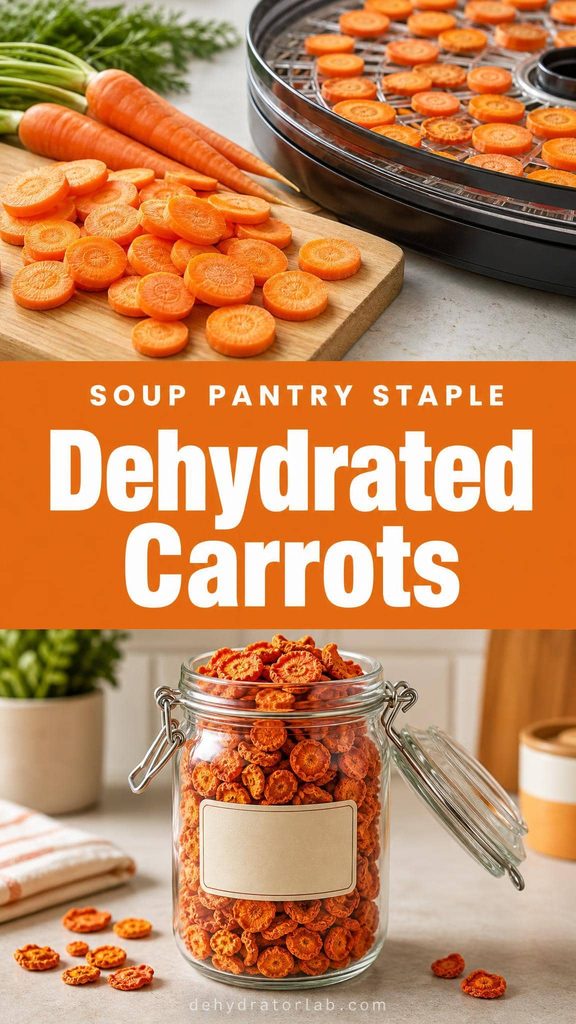 Dehydrated carrot coins in a glass jar for homemade soup