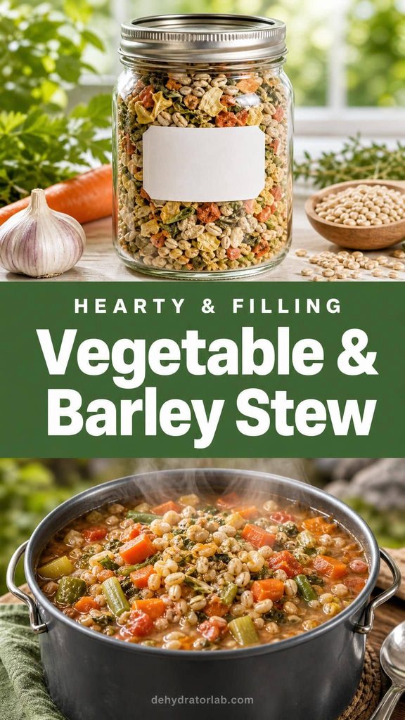 Dehydrated vegetable and barley stew mix rehydrated in a camp pot