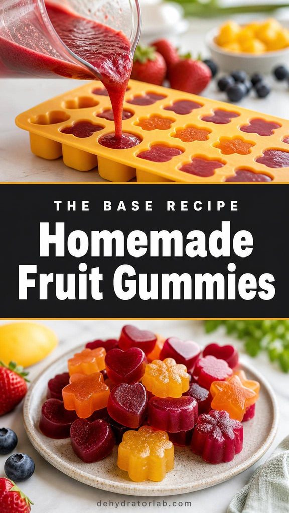 Homemade fruit gummies in fun shapes on a small plate