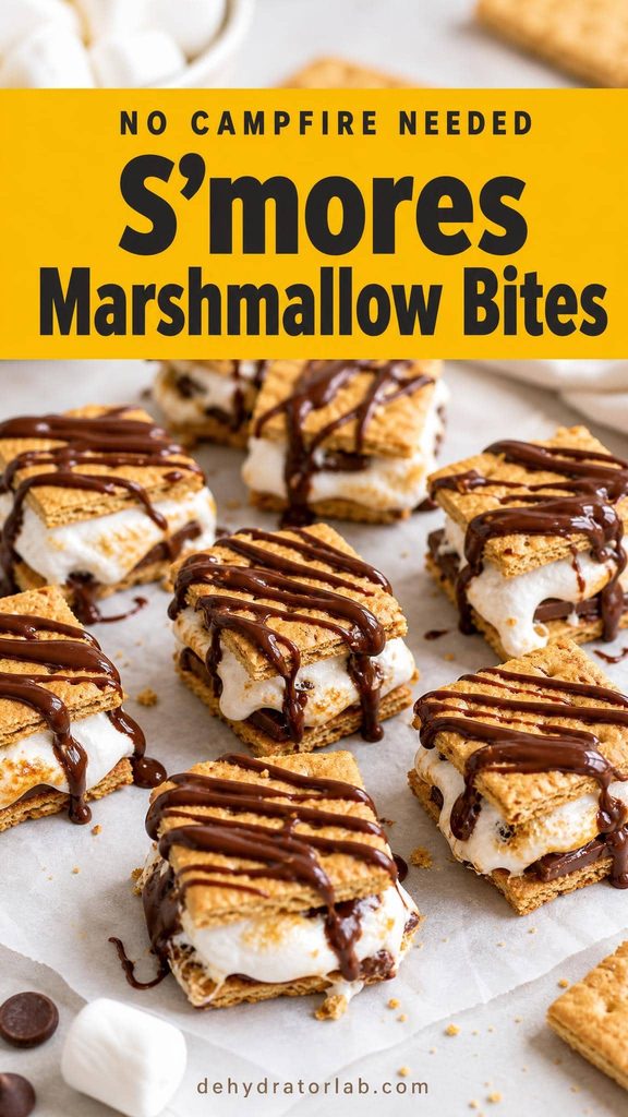 S'mores marshmallow bites with graham cracker and chocolate drizzle