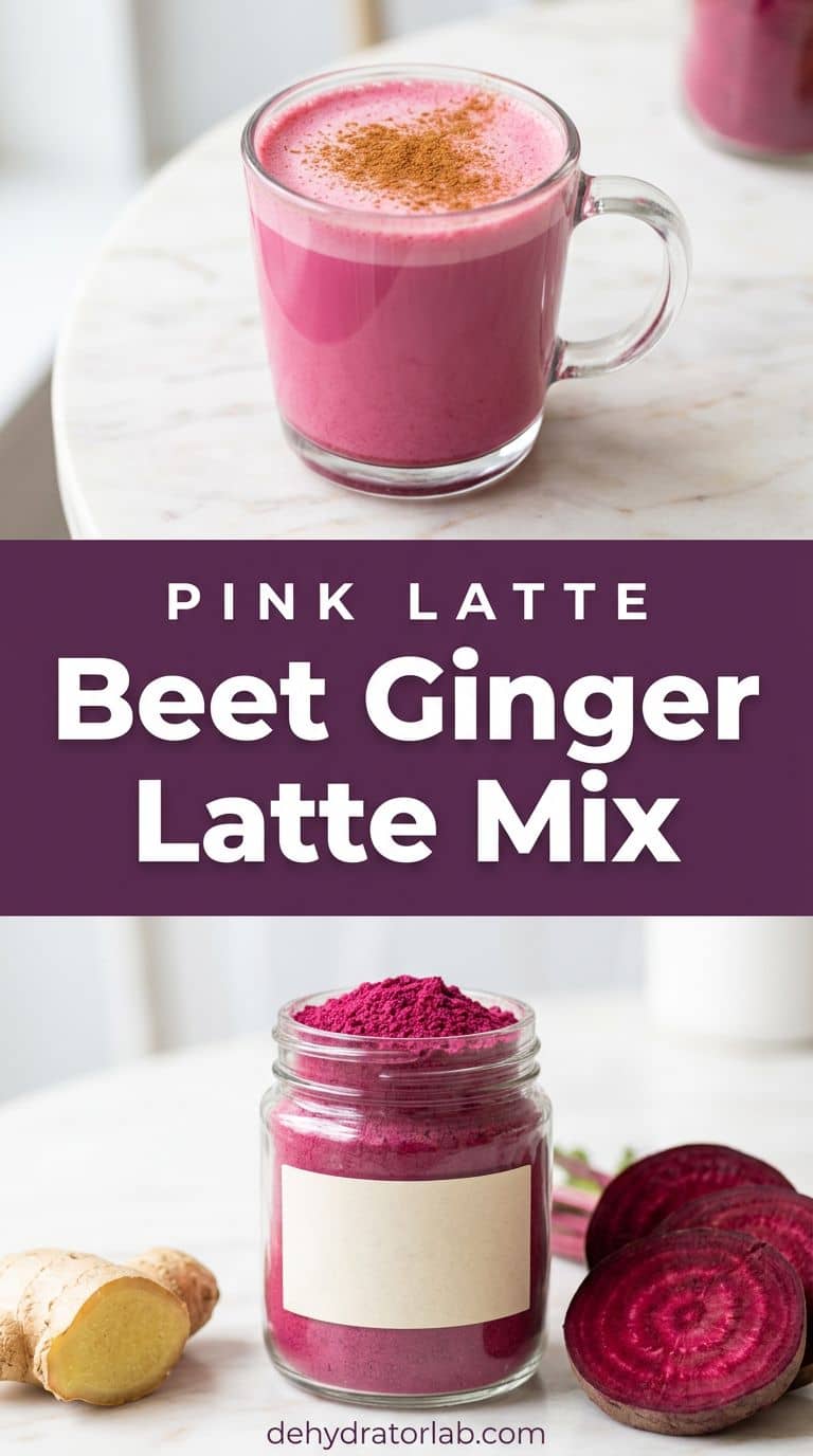 Pink beet ginger latte made from homemade beet powder mix