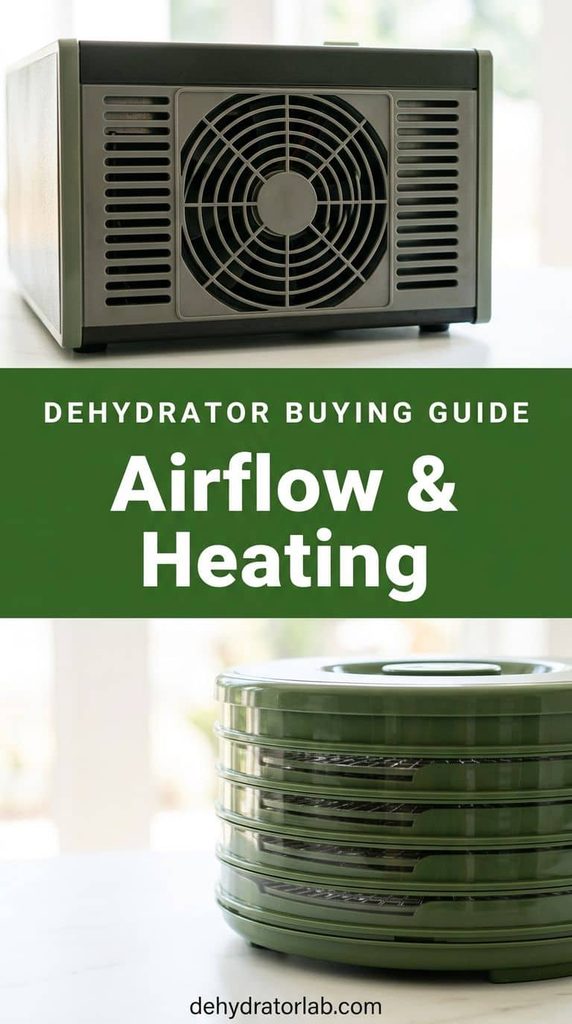 Close-up of a food dehydrator's rear fan vent with trays visible