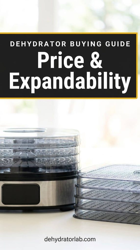 A food dehydrator with extra add-on trays stacked beside it