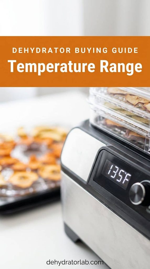 Close-up of a dehydrator's digital temperature dial showing degrees Fahrenheit