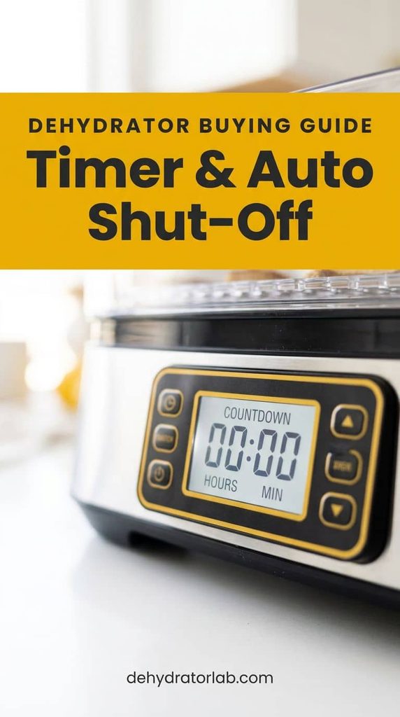 Close-up of a dehydrator's digital timer display counting down hours