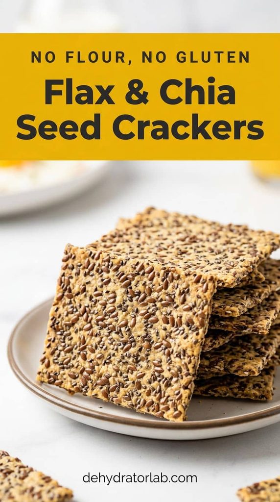 luten-free flax and chia seed crackers stacked on a plate