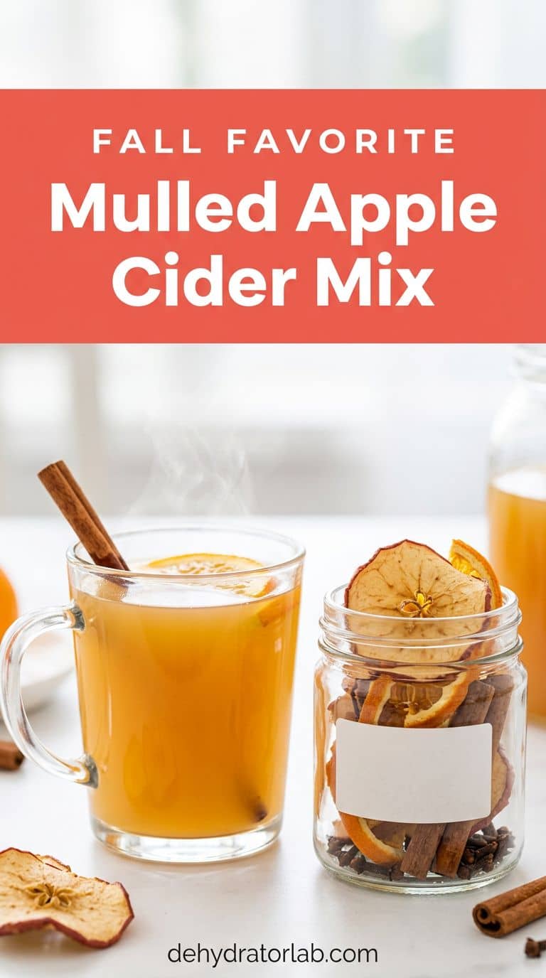 Mulled apple cider spice mix with dried apples and orange peel in a jar