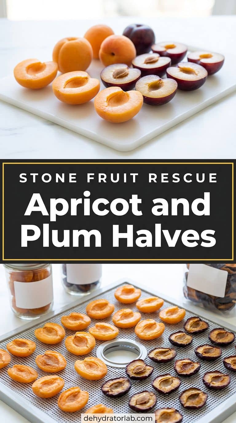 Dried apricot and plum halves made from soft stone fruit