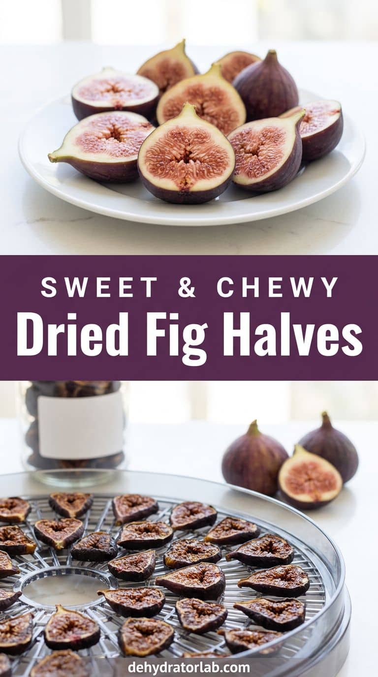 Soft fresh figs and chewy dried fig halves from a dehydrator