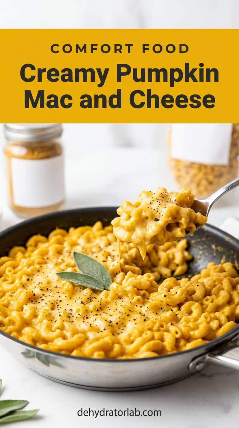 Creamy pumpkin mac and cheese in a skillet