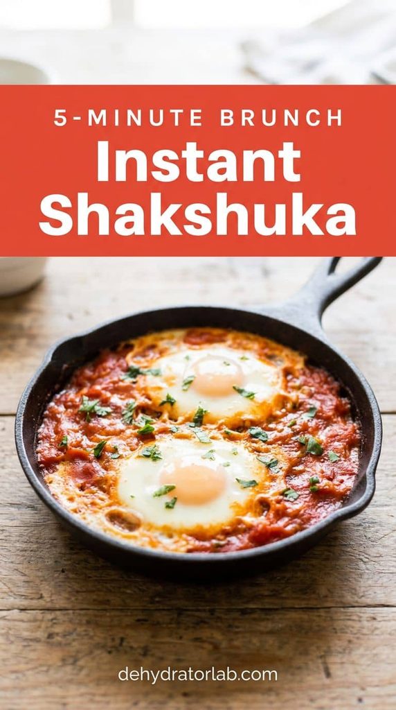 Single-serving shakshuka made with reconstituted tomato powder in a small skillet